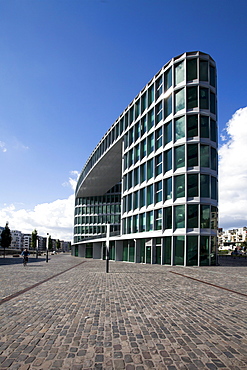 Office buildings beside Westhafen Tower, designed by the architects Schneider + Schumacher and OFB Project Development GmbH, winner of the German Urban Development Prize in 2004, Westhafen Square, Frankfurt am Main, Hesse, Germany, Europe