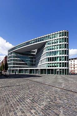 Office buildings beside Westhafen Tower, designed by the architects Schneider + Schumacher and OFB Project Development GmbH, winner of the German Urban Development Prize in 2004, Westhafen Square, Frankfurt am Main, Hesse, Germany, Europe