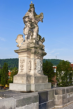 Statue of St. Ludmila, Charles Bridge, Vltava river, UNESCO World Cultural Heritage, Prague, Czech Republic, Europe