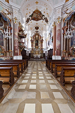 Frauenkirche Church of Our Lady by Dominic Zimmermann in rococo style, Guenzburg, Donauried, Swabia, Bavaria, Germany, Europe