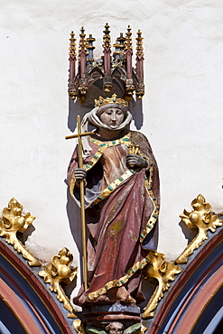 Figure, facade decoration, Steipe, former town hall, Hauptmarkt square, Trier, Rhineland-Palatinate, Germany, Europe