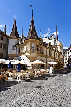 View of the Maison des Halles, Neuchatel, Canton Neuchatel, Switzerland, Europe