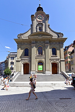 Church in Rue Haldimand, Lausanne, canton of Vaud, Lake Geneva, Switzerland, Europe