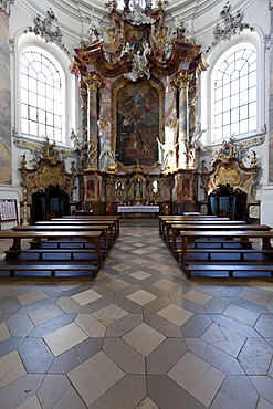 Interior of the Basilica of Ottobeuren Abbey, Diocese of Augsburg, Ottobeuren, Upper Swabia, Lower Allgaeu, Bavaria, Germany, Europe