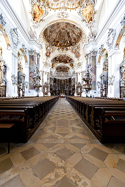 Interior of the Basilica of Ottobeuren Abbey, Diocese of Augsburg, Ottobeuren, Upper Swabia, Lower Allgaeu, Bavaria, Germany, Europe