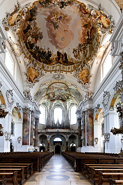Interior of the Basilica of Ottobeuren Abbey, Diocese of Augsburg, Ottobeuren, Upper Swabia, Lower Allgaeu, Bavaria, Germany, Europe