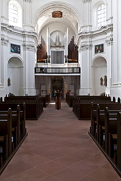 Organ, Kollegiatstift Neumuenster collegiate church, Wuerzburg diocese, Kardinal-Doepfner-Platz square, Wuerzburg, Bavaria, Germany, Europe