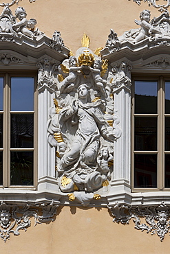 Facade, Falkenhaus building, market place, Wuerzburg, Bavaria, Germany, Europe