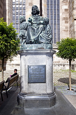 Christoph Schmid Monument, historic district of Dinkelsbuehl, administrative district of Ansbach, Middle Franconia, Bavaria, Germany, Europe