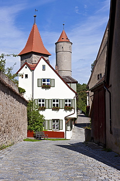 Gruener Turm tower, Faulturm tower, Dinkelsbuehl, administrative district of Ansbach, Middle Franconia, Bavaria, Germany, Europe