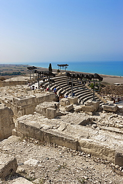 Ruins of Kourion, excavation site of ancient Kourion, Graeco-Roman amphitheatre, Odeon, Sanctuary of Apollo Hylates, Akrotiri peninsula, near Episkopi, southern Cyprus