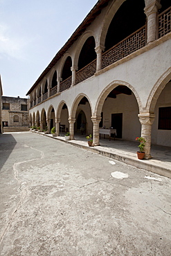 Cloister of the monastery church Timiou Stavro, Omodos, Troodos Mountains, Central Cyprus