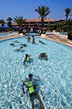 Diving course for children in the swimming pool, Club Aldiana, Southern Cyprus, Cyprus, Europe