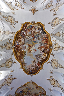 Ceiling painting, Kloster Bergen monastery, a former Benedictine monastery, Bergen, Neuburg an der Donau, Diocese of Eichstaett, Bavaria, Germany, Europe