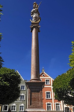 Marian column from 1698, Marienplatz square, Weilheim, Upper Bavaria, Germany, Europe