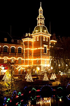 The H. C. Andersen Castle in Tivoli with Christmas decoration, Copenhagen, Denmark, Europe