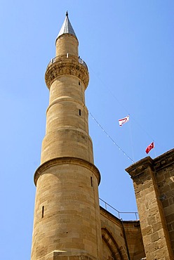 Islam, Gothic and Muslim, high minaret of Selimiye Mosque, old Gothic Cathedral of St. Sophia, Agia Sofia, religion, Nicosia, Lefkosa, Turkish Republic of Northern Cyprus, Cyprus, Mediterranean Sea, Europe