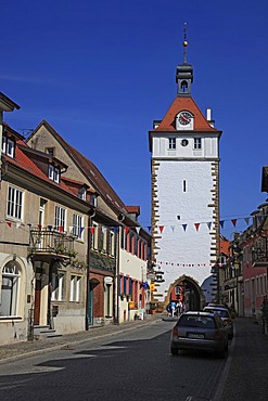 Town tower in Prichsenstadt, district of Kitzingen, Lower Franconia, Bavaria, Germany, Europe