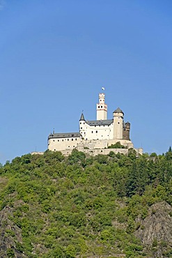 Marksburg castle at Braubach, UNESCO World Heritage Site Oberes Mittelrheintal Rhine Valley, Rhineland-Palatinate, Germany, Europe