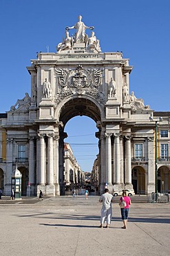 Arco Triunfal, triumphal arch, Praca do Comercio square, Lisbon, Portugal, Europe