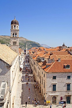 Main boulevard Stradun in the historic town of Dubrovnik, Southern Dalmatia, Adriatic Coast, Croatia, Europe