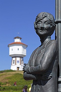 Lale Andersen statue, water tower, Langeoog, East Frisian Island, East Frisia, Lower Saxony, Germany, Europe