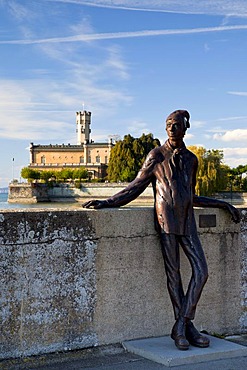 Sculpture in front of Schloss Montfort Castle in Langenargen on Lake Constance, Baden-Wuerttemberg, Germany, Europe