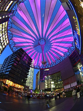 Illuminated roof, Sony Center, Berlin, Germany, Europe