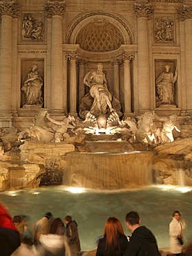 Illuminated Trevi Fountain at night, Fontana di Trevi, Rome, Italy Europe