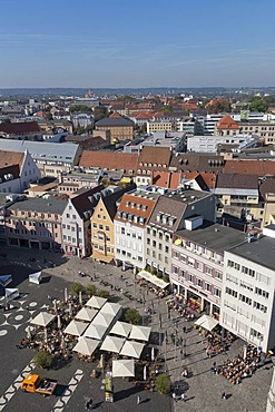 Cityscape, view from Perlach Tower over Rathausplatz square, Augsburg, Bavaria, Germany, Europe