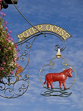 Sign of an inn in Sesslach, Franconia, Bavaria, Germany, Europe