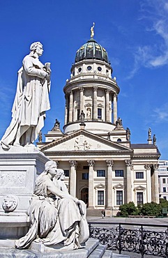 Schiller monument in front of the French Cathedral, Gendarmenmarkt, Mitte district, Berlin, Germany, Europe