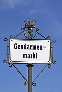 Street sign, Gendarmenmarkt square, Mitte district, Berlin, Germany, Europe