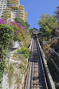 Funicular Villanelo, cable car, railway, Vina del Mar, Chile, South America