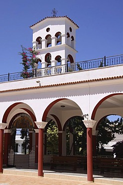 Bell tower, Moni Kalivianis Abbey, orphanage, old people's home and girls' boarding school, Crete, Greece, Europe