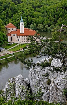 Weltenburg Abbey, the Danube Gorge between Kelheim and Weltenburg, rocks, Danube River, Bavaria, Germany, Europe