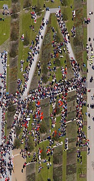 Aerial view, opening of the flower show 2010 in Hemer, Sauerland region, North Rhine-Westfalia, Germany, Europe