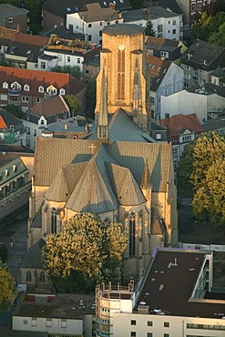 Aerial view, Buer district, Cryatiuskirche church, Gelsenkirchen, Ruhrgebiet area, North Rhine-Westphalia, Germany, Europe