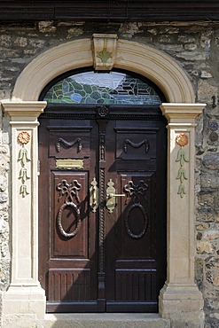 Beautifully designed portal of a house in Goslar, Lower Saxony, Germany, Europe