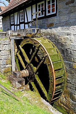 Karstmuehle mill, water mill from Wohlmuthausen, museum of Henneberg, Kloster Vessra, Thuringia, Germany, Europe