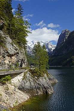 Vorderer Gosausee lake with Dachstein mountain, Salzkammergut, Upper Austria, Europe