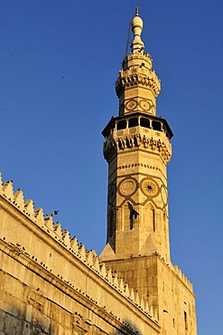 Famous historic minaret of the Umayyad Mosque at Damascus, Unesco World Heritage Site, Syria, Middle East, West Asia