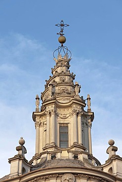 Lantern with helicoidal spire of the dome cladding of the church Sant'Ivo alla Sapienza, designed by Francesco Borromini, Rome, Latium, Italy, Europe