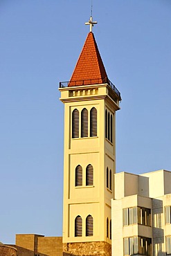 Tower of the St. Louis Capuchin church in the historic centre of Beirut, Lebanon, Middle East, Asia