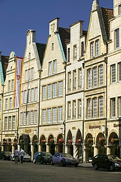 Gabled houses at Prinzipalmarkt, Muenster, North Rhine-Westphalia, Germany, Europe