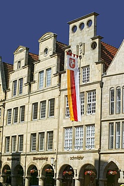 Gabled houses at Prinzipalmarkt, Muenster, North Rhine-Westphalia, Germany, Europe