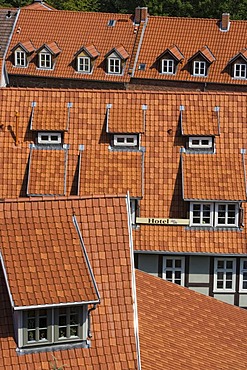 Red roofs, Quedlinburg, Saxony-Anhalt, Germany, Europe