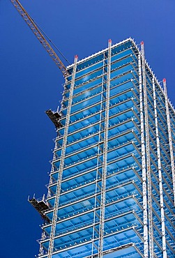 The gutted skyscraper of the Bayer AG company is being converted into a media facade with 3.5 million LED lamps, Leverkusen, North Rhine-Westphalia, Germany, Europe