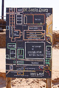 Site plan, Santa Laura Saltpeter Works, UNESCO World Heritage Site, Atacama Desert, northern Chile, Chile, South America