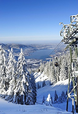 View from Mt. Wallenberg on the Tegernsee lake, Upper Bavaria, Bavaria, Germany, Europe